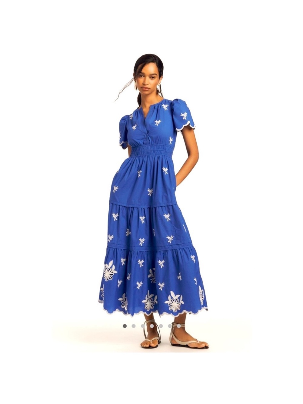 Anthropologie The somerset embroidered maxi dress blue XS
